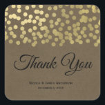 Sticker Carré Gold Modern Chic Rustic Kraft Chic Mariage<br><div class="desc">Customisez avec tout texte. Des éléments correspondants sont disponibles.</div>