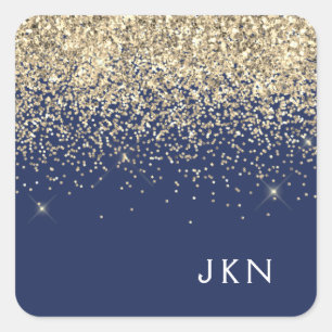 Sticker Carré Gold Navy Blue Girl Parties scintillant étincelant