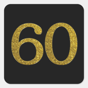 Sticker Carré Gold Parties scintillant Numéro 60 - Police large