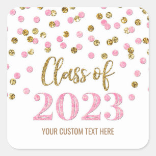 Sticker Carré Gold Pink Confetti 2023