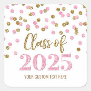 Sticker Carré Gold Pink Confetti 2025