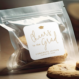 Sticker Carré Gold Simple Moderne Script à l'écoute des diplômés