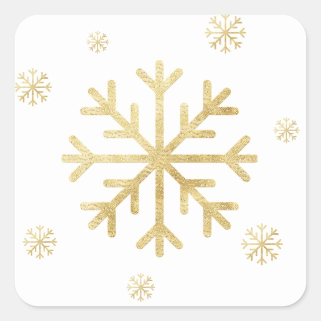 Sticker Carré Gold Snowflake Holiday Joli Noël (Devant)