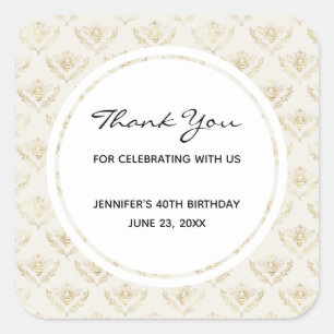 Sticker Carré Golden Bumble Bee avec un Motif de la Couronne Fav