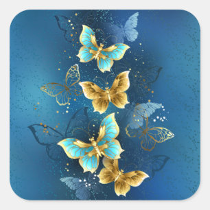 Sticker Carré Golden butterflies