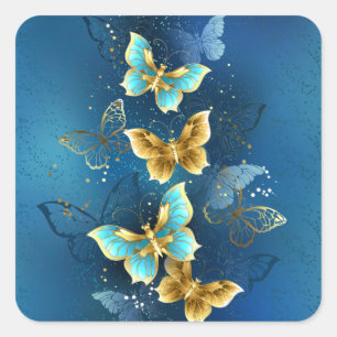 Sticker Carré Golden butterflies