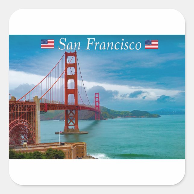 Sticker Carré Golden Gate Bridge (Devant)