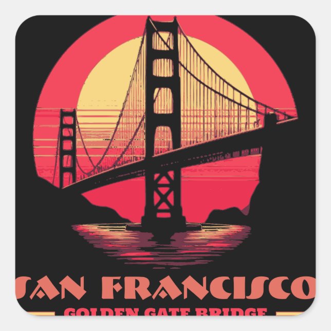 Sticker Carré Golden Gate Bridge San Francisco Californie USA (Devant)