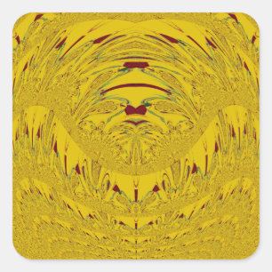 Sticker Carré Golden Lion Head Art