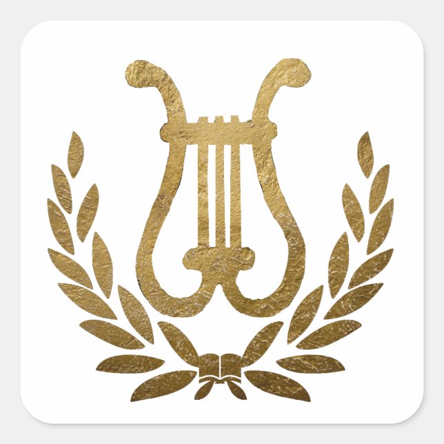 Sticker Carré Golden Lyre tote (Devant)