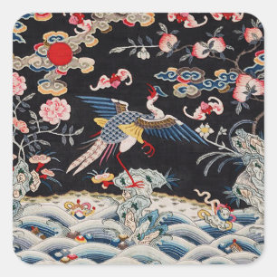 Sticker Carré Golden Pheasty & Quing Dynasty /Chine impériale