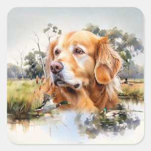 Sticker Carré Golden Retriever
