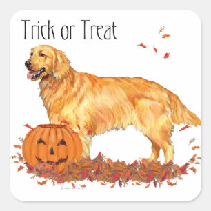 Sticker Carré Golden Retriever Halloween