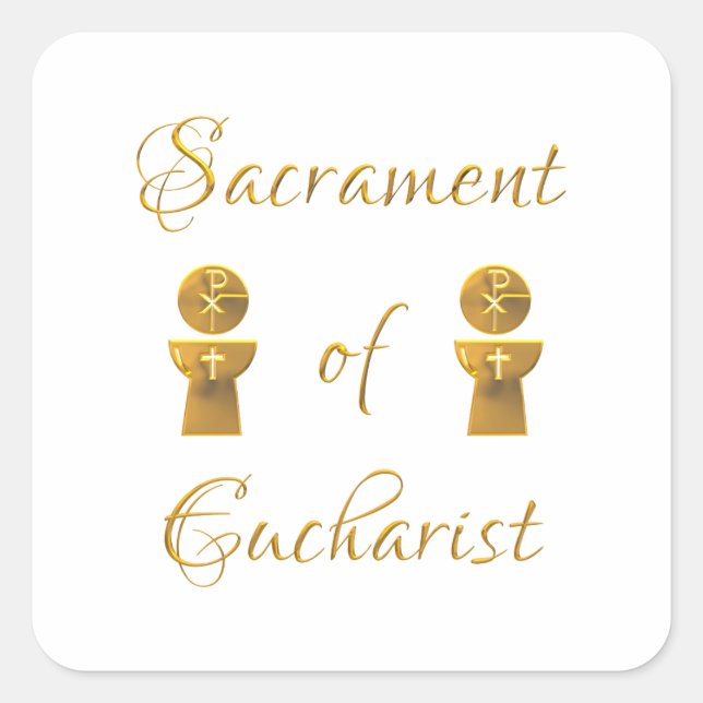 Sticker Carré Golden Sacrament of Eucharist Host and Chalice (Devant)