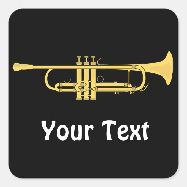 Sticker Carré Golden Trumpet Music Theme Sheets de (Devant)