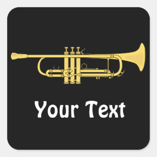 Sticker Carré Golden Trumpet Music Theme Sheets de
