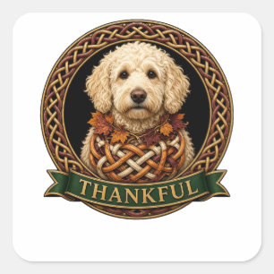 Sticker Carré Goldendoodle Crème Reconnaissant