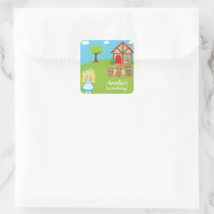 Sticker Carré Goldilocks et trois ours Fairytale Stortime