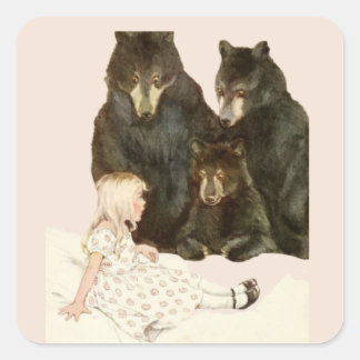 Sticker Carré Goldilocks & the 3 Bears Vintage