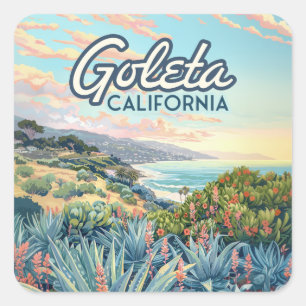 Sticker Carré Goleta California Père Noël Barbara Isla Vista Vin