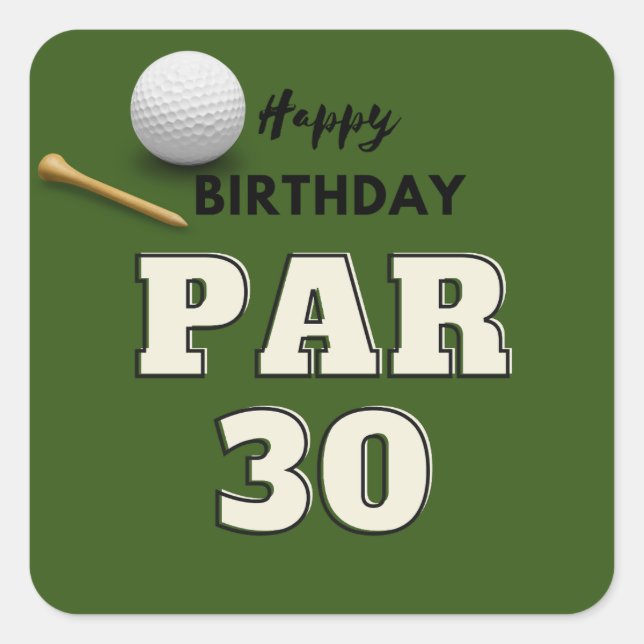 Sticker Carré Golf 30e anniversaire pour golfeur (Devant)