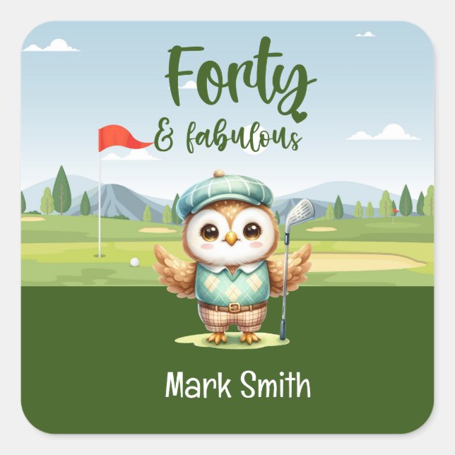 Sticker Carré Golf 40e anniversaire de la fête de golf (Devant)