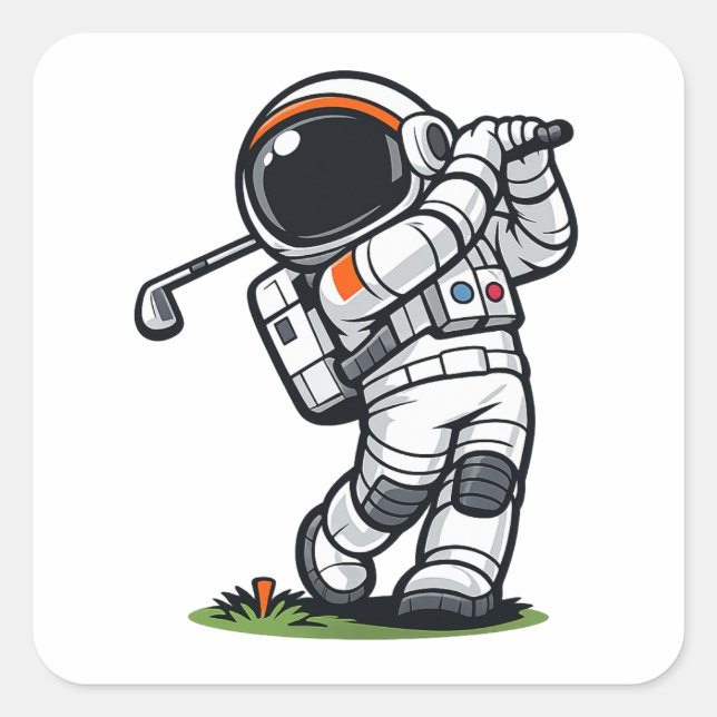 Sticker Carré Golf Astronaute (Devant)