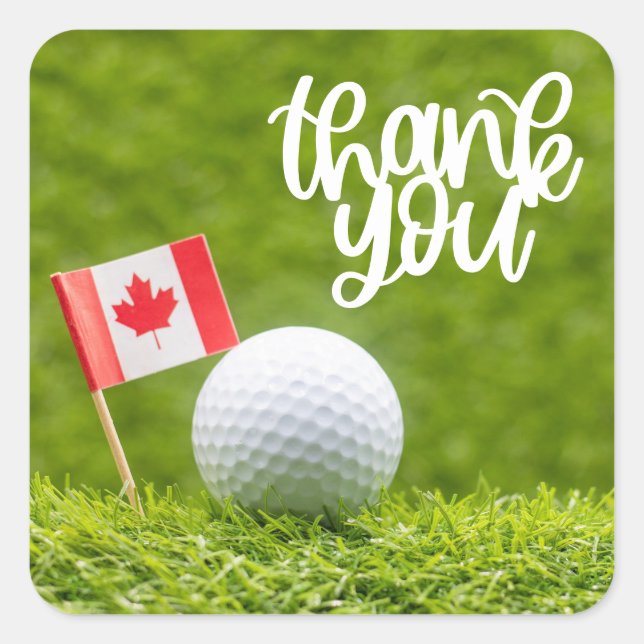 Sticker Carré Golf Canada avec drapeau et balle pour golfeur (Devant)