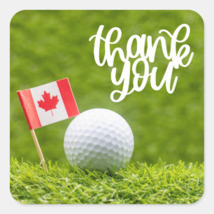 Sticker Carré Golf Canada avec drapeau et balle pour golfeur