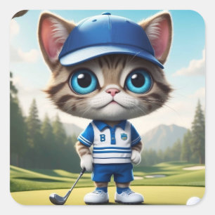 Sticker Carré Golf Cat