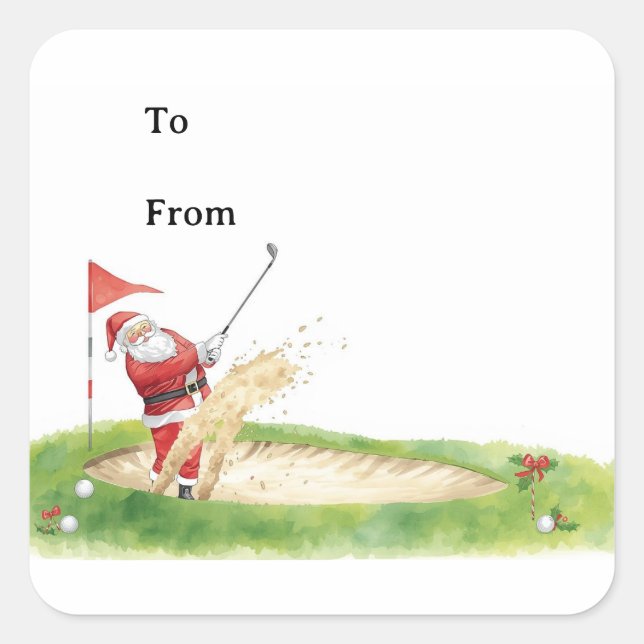Sticker Carré Golf Christmas with Santa Claus golfing  (Devant)
