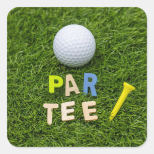 Sticker Carré Golf laissez-nous par tee avec balle de golf et te