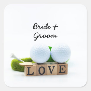 Sticker Carré Golf mariage marié marié club de golf balle de gol