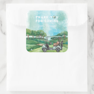Sticker Carré Golf Par-Tee   Merci pour votre anniversaire