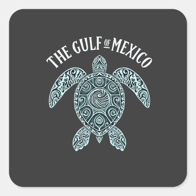 Sticker Carré Golfe du Mexique Turtle Sea Latino (Devant)