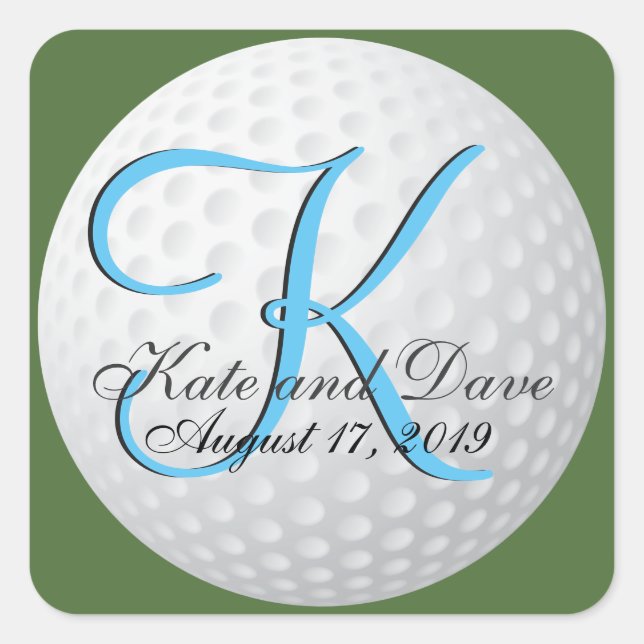 Sticker Carré Golfer Monogram Elegant Golf 3d Mariage Faveur (Devant)