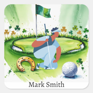 Sticker Carré GOLFER sur le terrain de golf St. Patrick's Day