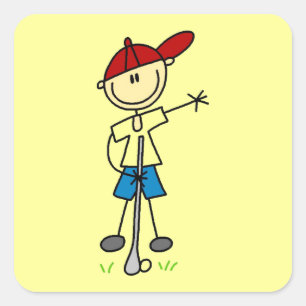 Sticker Carré Golfeur masculin en bonhomme allumette