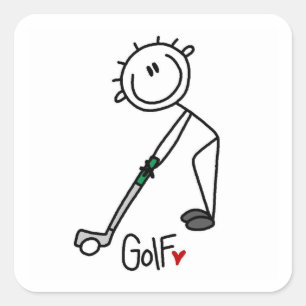 Sticker Carré Golfeur simple à bâtonnets
