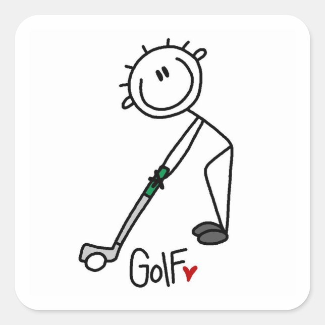 Sticker Carré Golfeur simple à bâtonnets (Devant)