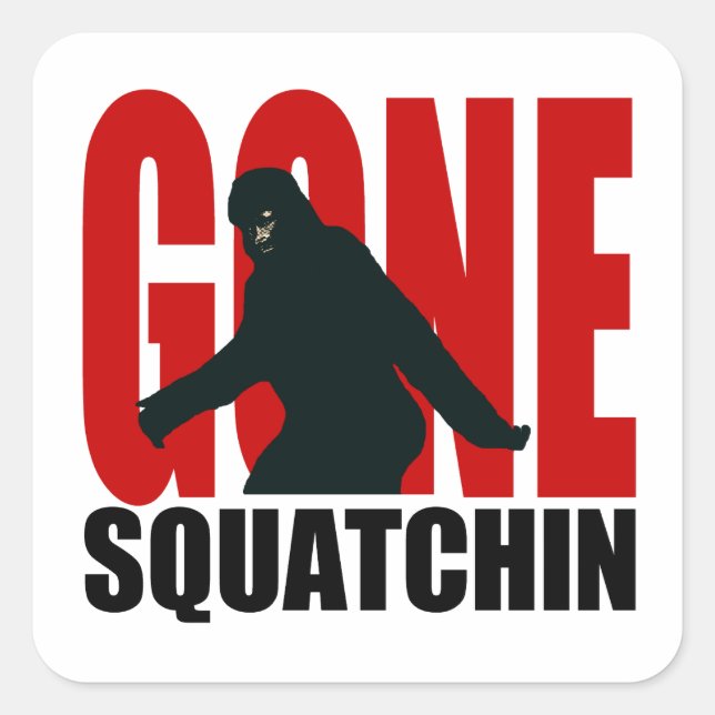 Sticker Carré Gone Squatchin - Noir et Rouge (Devant)