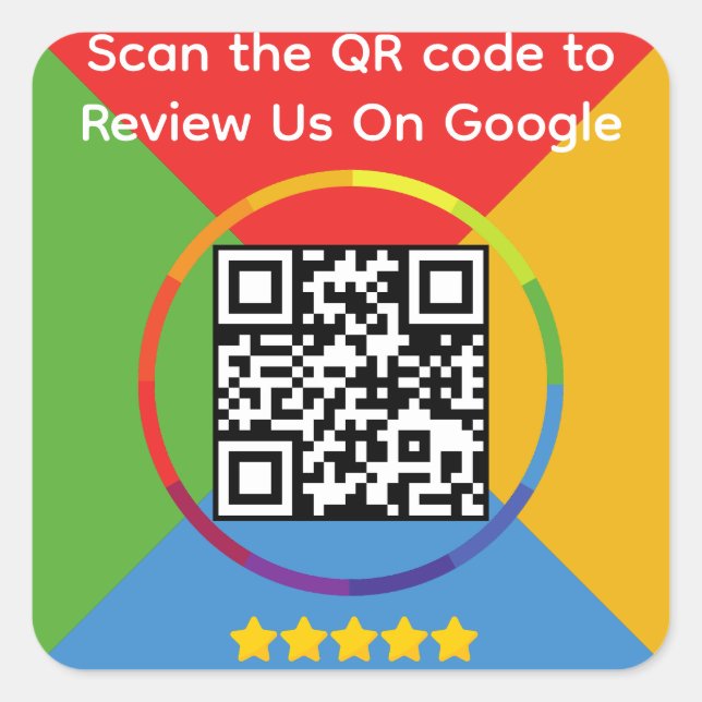 Sticker Carré Google Review QR Code (Devant)