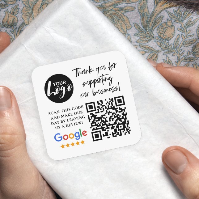 Sticker Carré Google Reviews Merci Logo Code QR (Créateur téléchargé)
