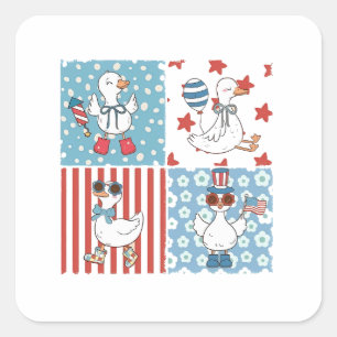 Sticker Carré Goose American Usa Flag Jour commémoratif 4 juille