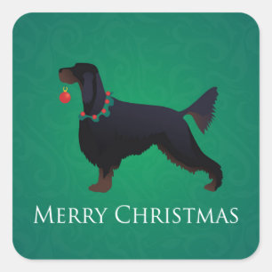 Sticker Carré Gordon Setter Joyeux Noël Design