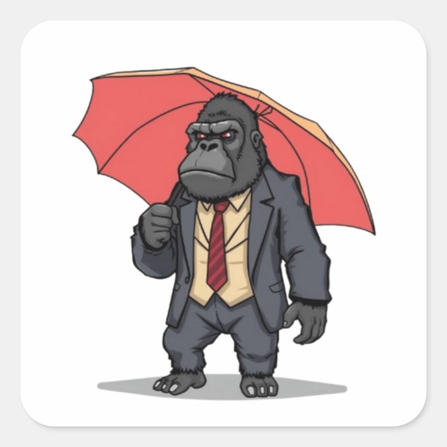 Sticker Carré Gorilla en costume (Devant)