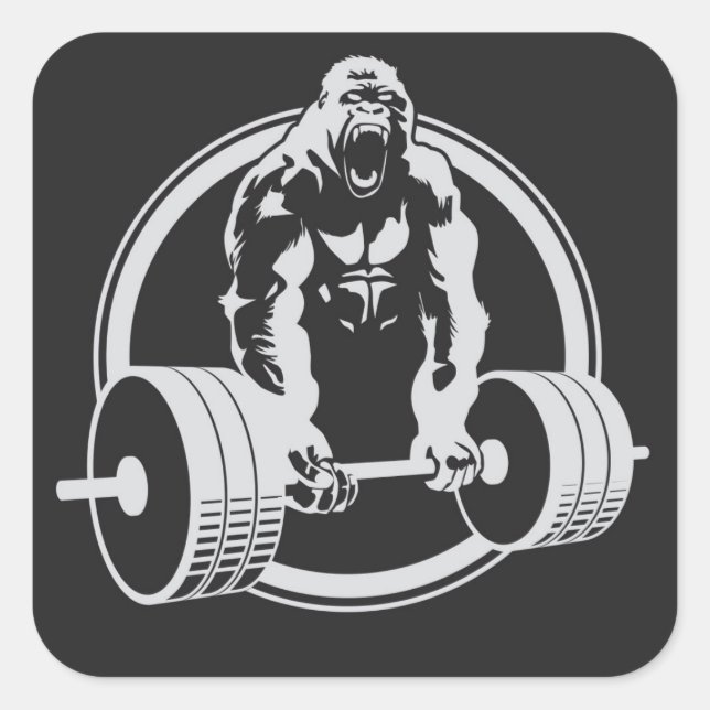 Sticker Carré Gorilla Fitness mode Beast Lifting Crossfit (Devant)