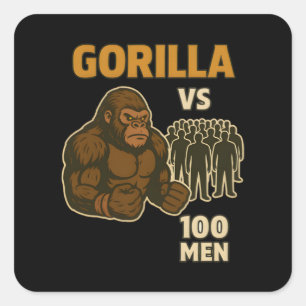Sticker Carré Gorille contre 100 hommes bataille épique