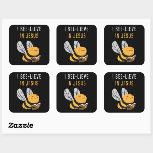Sticker Carré Gospel Kids Christian Faith : I Bee lieve in JESUS