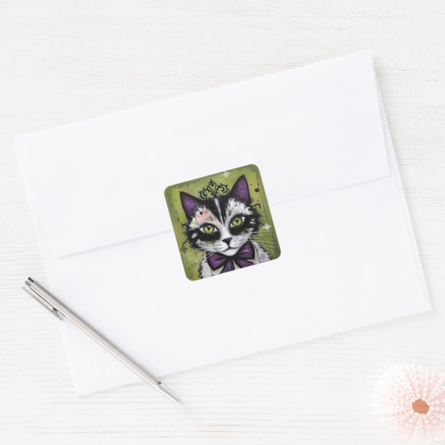 Sticker Carré Goth Cat (Enveloppe)